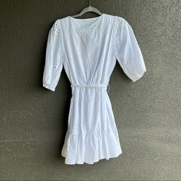 State White Eyelet Tie Waist Dress Size Medium - Picture 4 of 7